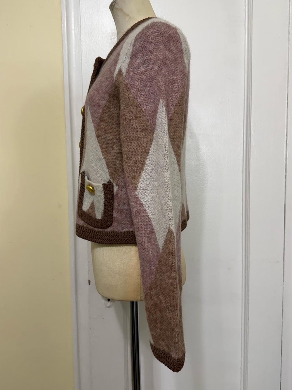 L'AGENCE 
Siobhan Fuzzy Argyle Cardigan - Picture 8 of 16
